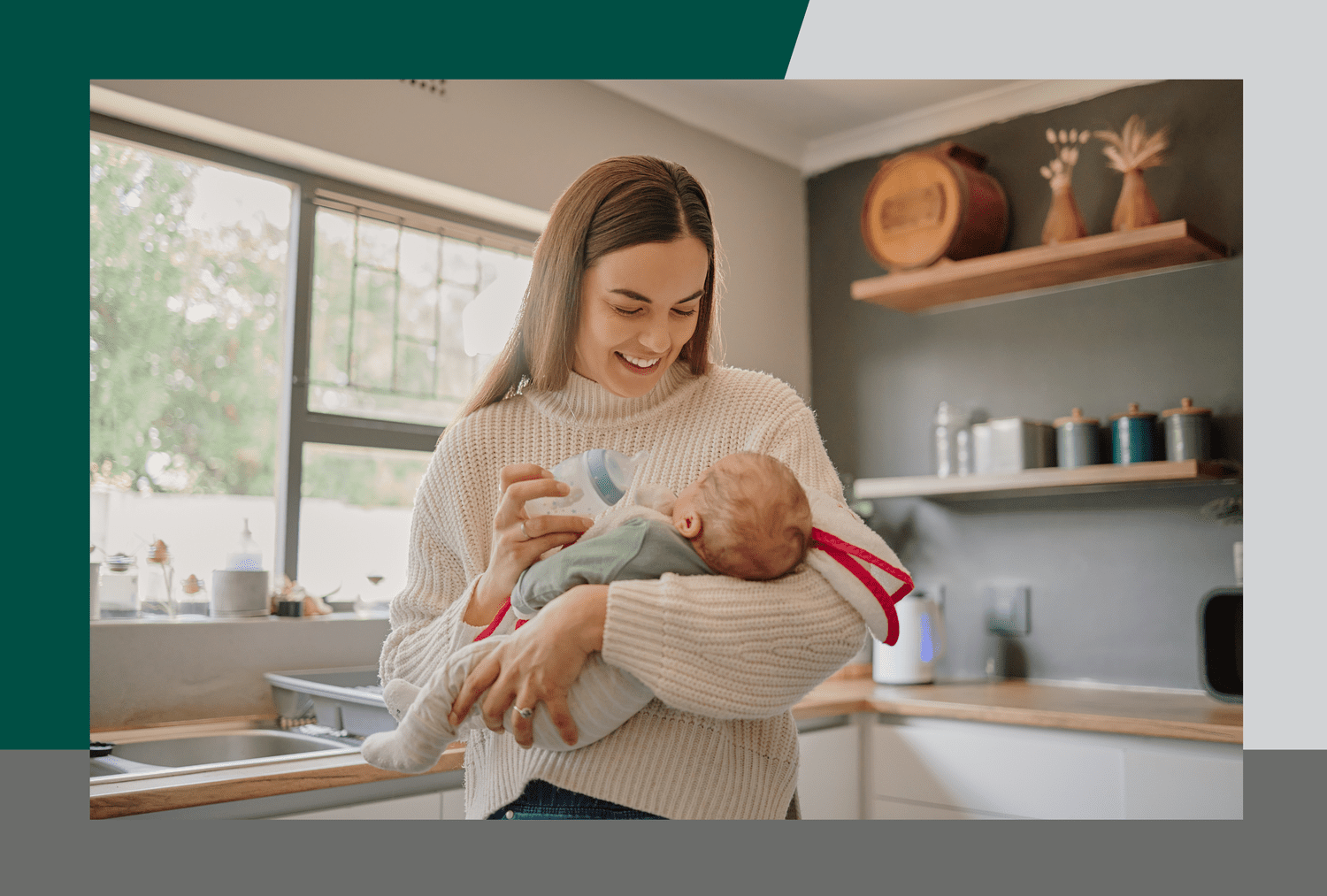 Parent bottle feeding a baby safely using mixed feeding methods